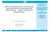 Culvert Repair Best Practices, Specifications and Special ... · PDF fileCulvert Repair Best Practices, Speci˜cations and Special Provisions − Best Practices Guidelines. ... cast