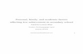 Personal, family, and academic factors affecting low ... · PDF filePersonal, family, and academic factors affecting low achievement in secondary school Antonia Lozano Díaz Teacher,