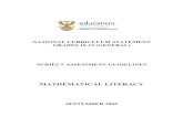 MATHEMATICAL LITERACY - Stellenbosch  · PDF filenational curriculum statement grades 10-12 (general) subject assessment guidelines mathematical literacy september 2005