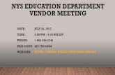 NYS Education Vendor Meeting - P-12 · PDF fileTo give districts the ability to group the Graduation Exam ... for mandated services for ... to siblings/household members based on