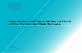 Insurance and Resolution in Light of the Systemic Risk · PDF fileInsurance and Resolution in Light of the Systemic Risk Debate A contribution to the financial stability discussion