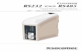ONVERTER RS232  RS485 - Socomec · PDF fileThis equipment is designed for industrial use. ... The RS232RS485 converter has been designed to ... on the bus by data flow