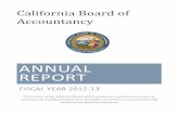 2013 CBA Annual Report - California Board of Accountancy · PDF fileCalifornia Board of Accountancy ANNUAL REPORT FISCAL YEAR 2012-13 The mission of the California Board of Accountancy