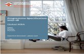 Programme Specification 2017–18 · PDF fileStrategic Project is also core to the MBA award. ... Credit Transfer and Accumulation System, ... be required to complete an online preparatory