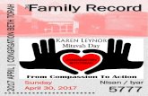 Family Record ORAH - Congregation Beth Torah · PDF filePage 3 | Congregation Beth Torah monthly Family Record Ask people to free associate with the word Passover, and many people
