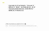 Questions That May Be Asked At Shareholders' Meetingsconcernedshareholders.com/CCS_ShareholderQuestions.pdf · QUESTIONS THAT MAY BE ASKED AT SHAREHOLDERS' MEETINGS _____ Note: The