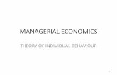 MANAGERIAL ECONOMICS - University of · PDF fileTHEORY OF INDIVID BEHAVIOUR • What is Microeconomics? –Microeconomics deals with the behavior of individual economic units (consumers,