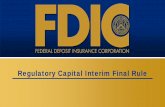 Regulatory Capital Interim Final Rule · PDF fileRegulatory Capital Interim Final Rule . ... • Significant investments in other ... value in cash or unencumbered readily marketable