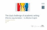 The dual challenge of academic writing: Effective ... · PDF fileSome key notions •The academic ‘conversation’ •Strategic thinking •Persuasive argumentation - Anglo communication