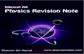 IAL AS Physics · PDF fileEdexcel AS Physics Revision Note for, Pearson Edexcel International Advanced Subsidiary in Physics First examination 2014 Pearson Edexcel GCE Advanced