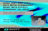 SCBA 1981 AND 1982 2013 NFPA STANDARDS WENT … 22 2014 Scott... · SCBA 1981 AND 1982 . 2013 NFPA STANDARDS WENT INTO EFFECT ... Host an informative seminar on NFPA 1981 ... , 60’
