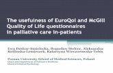 The usefulness of EuroQol and McGill Quality of Life ... congresses/2014/ppt... · The usefulness of EuroQol and McGill Quality of Life questionnaires in palliative care in-patients