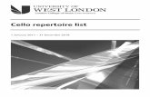 Cello repertoire list - lcme.uwl.ac.uklcme.uwl.ac.uk/media/1212/cello-repertoire-list-2016.pdf · Cello repertoire list . ... catering for all types of ensemble from duets and trios
