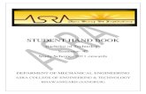 STUDENT HAND BOOK - ASRA · PDF fileSTUDENT HAND BOOK Bachelor of ... Balancing: Necessity of balancing, static and dynamic balancing, ... Modes of energy transfer in rotor and stator