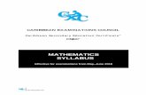 mathematics syllabus - CXC - Caribbean Examinations Council · PDF fileCXC 05/G/SYLL16 1 Mathematics Syllabus RATIONALE The Caribbean society is an integral part of an ever-changing