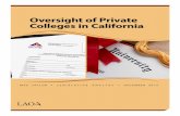 Oversight of Private Colleges in Californialao.ca.gov/reports/2013/edu/oversight/oversight-121713.pdf · Oversight of Private Colleges in California ... the private sector serves