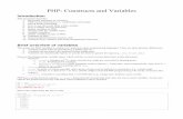 PHP - Constructs and Variablesweb.eecs.utk.edu/~bvz/cs465/notes/php/PHPVariables.pdf · PHP: Constructs and Variables Introduction This document describes: 1. the syntax and types