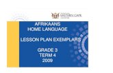 AFRIKAANS HOME LANGUAGE LESSON PLAN … T4... · The Home Languages, Afrikaans, English, IsiXhosa and SeSotho deal with the holistic development of the child, socially, emotionally,