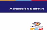 Admission Bulletin _ Admission_Bulletin_2012-13.pdf · Admission Bulletin Integrated First ... BITS Pilani is India’s leading Institute of higher education and a deemed ... the