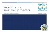 PROPOSITION 1 IRWM GRANT  · PDF fileMutual Water Companies ... water education campaigns for community members, education ... 2016 to DWR_IRWM@water.ca.gov