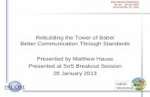 Rebuilding the Tower of Babel Better Communication … Better Communication Through Standards Presented by Matthew Hause ... DoDAF v2.0 UAF v2.05 v2.03 ... based on the data in the