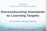 Deconstructing Standards to Learning Targetsstandardstoolkit.k12.hi.us/wp-content/uploads/2013/05/... · Deconstructing Standards to Learning Targets The session will begin shortly.