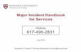 Major Incident Handbook for Serviceshuit.harvard.edu/files/huit/files/2015_07_24_major_incident... · Major Incident Handbook for Services July 2015 Hotline 617-496-2831 Questions?