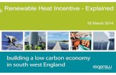 Renewable Heat Incentive - Explainedregensw.s3.amazonaws.com/050314_rhi_explained... · DECCs intention was for RHI to be open until 2021, but no budget fixed yet after 2016. What