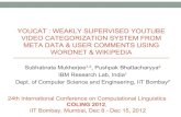 YOUCAT : WEAKLY SUPERVISED YOUTUBE VIDEO …people.mpi-inf.mpg.de/~smukherjee/slides/youcat-coling2012.pdf · YOUCAT : WEAKLY SUPERVISED YOUTUBE VIDEO CATEGORIZATION SYSTEM FROM META