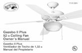 Gazebo II Plus Ceiling Fan Owner’s Manual - The Home · PDF file52” Gazebo II Plus Ceiling Fan by Hampton Bay Date Purchased UL Model No. Serial No. Thank you for purchasing our