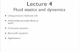 Lecture 4 - UMD Department of  · PDF fileLecture 4 Fluid statics and dynamics ... • Float or sink or static equilibrium for