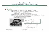 Lecture 3: Boltzmann distribution - University of Cambridgewa14/camonly/statistical/Lecture3.pdf · Lecture 3: Boltzmann distribution Statistical mechanics: ... Equal a-priori probability