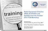 Radio Equipment Directive (RED) 2014/53/EU and · PDF fileTÜV SÜD Radio Equipment Directive (RED) 2014/53/EU and Updates from the October 2014 TCB Workshop Presented by Vina Kerai