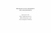 MICHIGAN STATE UNIVERSITY 2017-2018 BUDGETS · PDF fileLicensing & Royalties 2,400,000 2,400,000 0 Ancillary Programs 8,822,685 8,874,550 ... OFF CAMPUS CREDIT PROGRAM AGR NAT RES