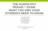 Audiology Praxis Update - · PDF file• Standard Setting Technical Report made available to CFCC • Expert panel of audiologists recommended passing score for Praxis Audiology test