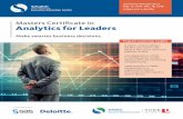 Masters Certificate in Analytics for Leaders - · PDF fileMasters Certificate in Analytics for Leaders ... There are lots of applications across all sectors and functional areas, ...