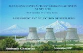 MANAGING CONTRACTORS’ WORKING ACTIVITY AT · PDF fileMANAGING CONTRACTORS’ WORKING ACTIVITY AT NPP SITE 08-10 September, ... claims to production quality, ... One of the principal