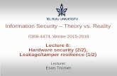Lecture 8: Hardware security (2/2), Leakage/tamper resilience (1/2)tromer/istvr1516-files/lecture8-hardware-2... · Lecture 8: Hardware security (2/2), Leakage/tamper resilience (1/2)