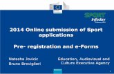 2014 Online submission of Sport applications Pre ... · PDF file2014 Online submission of Sport applications Pre- registration and e ... the organisation data in the Portal. 28 . 29