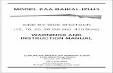 MODEL EAA BAIKAL IZH43 - European American Armory · PDF fileTest your gun s operation and safeties only at a shooting range while the firearm is pointed in a safe direction. Know