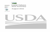 United States Land Values Department of Agriculture · PDF file4 Land Values 2015 Summary (August 2015) USDA, National Agricultural Statistics Service Agricultural Land Values Highlights