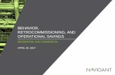 BEHAVIOR, RETROCOMMISSIONING, AND OPERATIONAL SAVINGS …dawg.info/sites/default/files/meetings/2.April 2017 Workshop_2017... · Project Director Amul Sathe - Project Manager ...