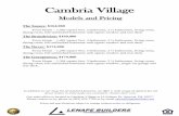 Cambria Village - Lenape · PDF fileCambria Village Models and Pricing The Sussex: $164,900 Town Home – 1,445 square feet. 3 bedrooms, 2 ½ bathrooms, living room, dining room, full