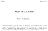Mobile Malware - Sharifsharif.edu/~kharrazi/courses/40442-952/18-mobile-malware.pdf · bank and mobile accounts associated with infected devices.  ... • Mobile malware