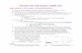 Review for Lab Exam, CHEM 221 - · PDF fileReview for Lab Exam, CHEM 221 Experiment 1: Thin-Layer Chromatography: Thin-layer chromatography; method used often to separate non-volatile