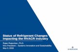 Status of Refrigerant Changes Impacting the HVACR … PresentationRefrigerant ChangesMay... · Status of Refrigerant Changes Impacting the HVACR Industry ... – From 35% to 20% for