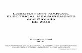 ELECTRICAL MEASUREMENTS and Circuits EE 2049 of... · ELECTRICAL MEASUREMENTS and Circuits . EE 2049 . ... find the change in the output voltage and the load regulation for a ...