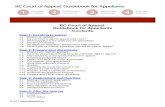 BC Court of Appeal: Guidebook for Appellants · PDF fileBC Court of Appeal: Guidebook for Appellants-Contents-Step 1: ... Prepare your documents ... The Court of Appeal may hear an