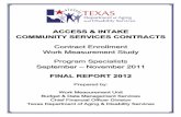 ACCESS & INTAKE COMMUNITY SERVICES CONTRACTSdadscfo.dads.state.tx.us/WorkMeasurement/Reports/... · ACCESS & INTAKE COMMUNITY SERVICES CONTRACTS Contract Enrollment Work Measurement