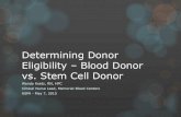 Determining Donor Eligibility – Blood Donor vs. Stem Cell ...c.ymcdn.com/sites/ · PDF fileDetermining Donor Eligibility – Blood Donor vs. Stem Cell Donor Wanda Koetz, RN, HPC